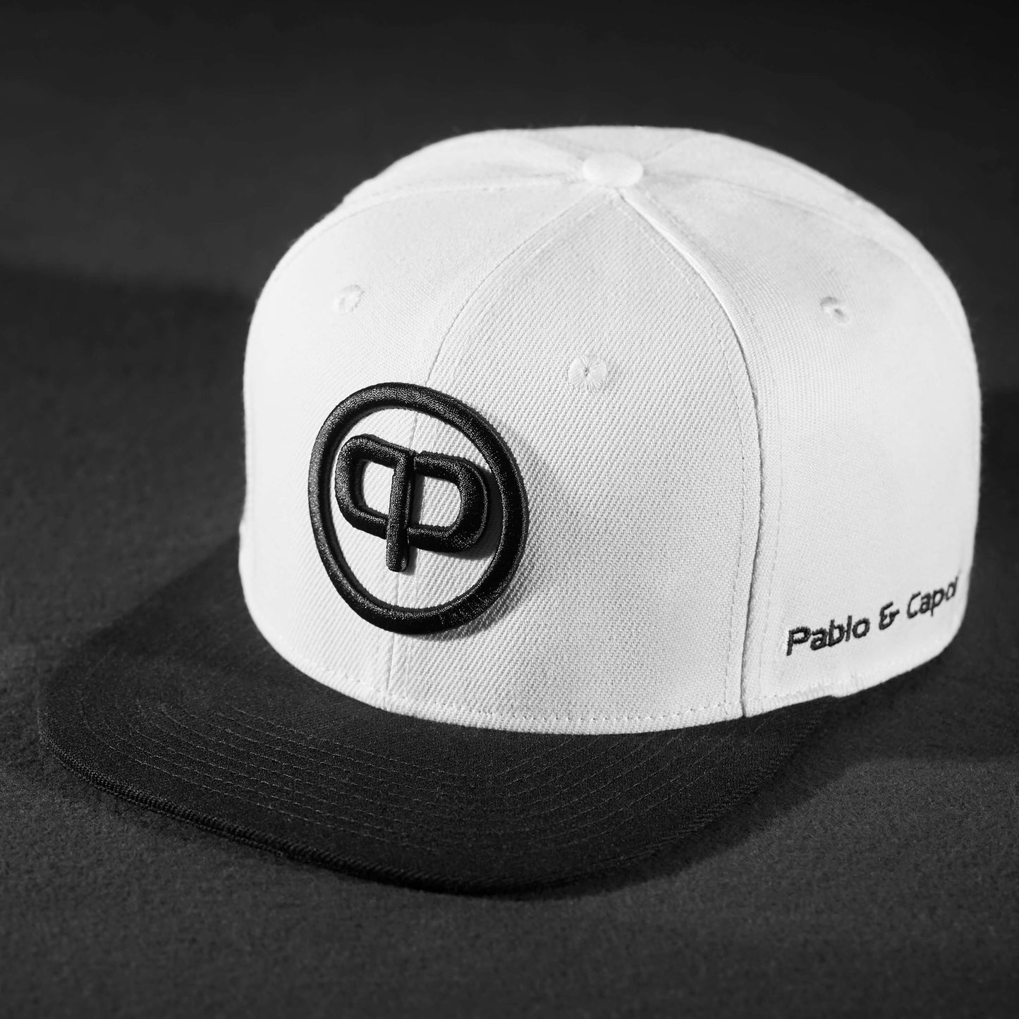Snapback Cap - White on Black