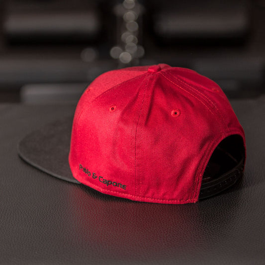 Snapback Cap - Burgundy on Black