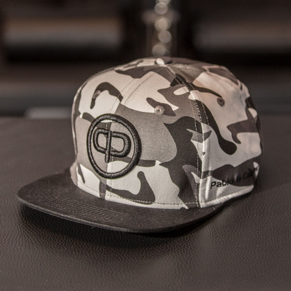 Snapback Cap - White Camo & Black