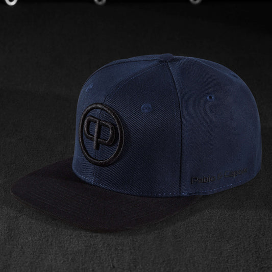 Snapback Cap - Navy Blue on Black