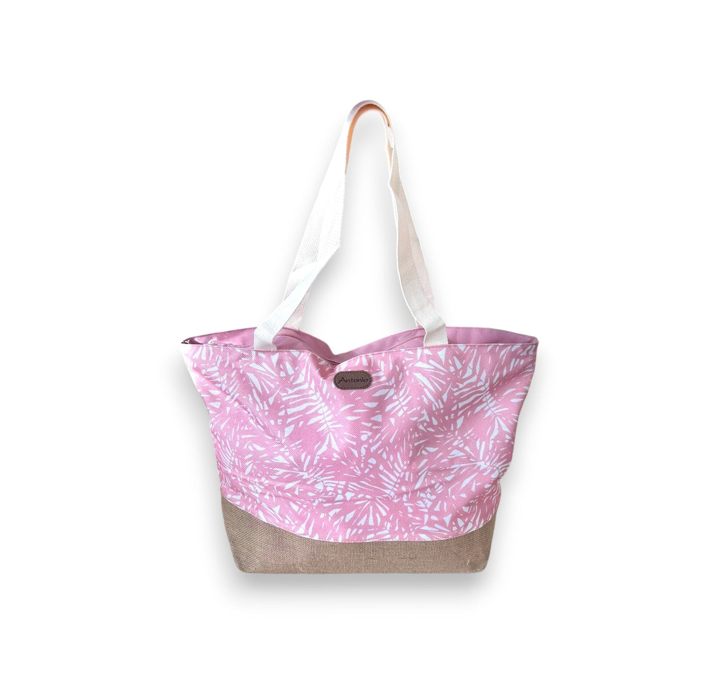 XL Strandtasche » Sommer Tasche Palmenblätter Aruba » große Familien Handtasche ca. 53 x 34 cm » Palmenblatt Optik Tasche » Badetasche mit Reißverschluss