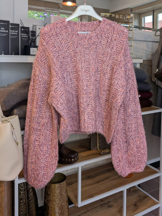 Pullover Pink mit Sprenkeln Rosa Lila Apricots Gelb Viskose Nylon Wolle, One Size - von CHOICE CC075