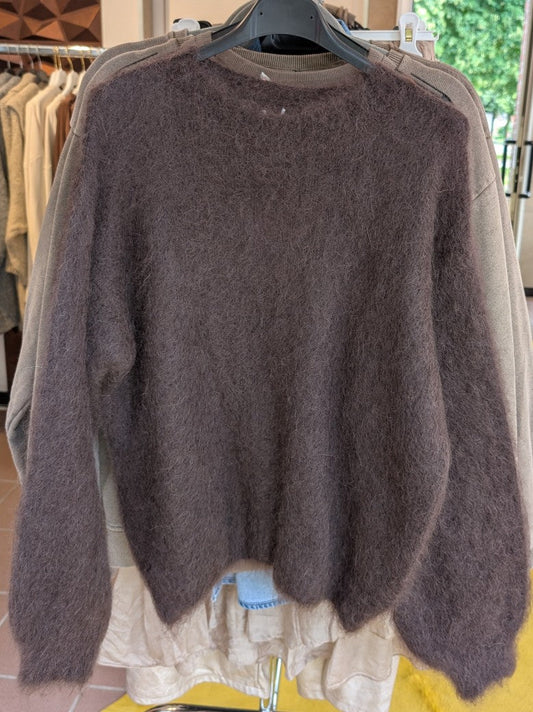 Pullover Mohair 80% Coffee Braun Flausch Pulli - One Size 28007