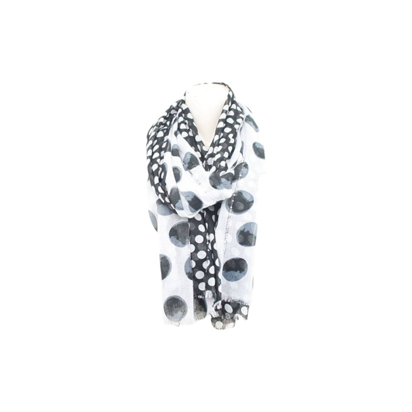 Sommer Damen Schal » Blue Navy Polka Dot Design » leichter Sommerschal 180 x 90 cm » Halstuch mit Punkten und Pailletten » Damenschal weich & dünn