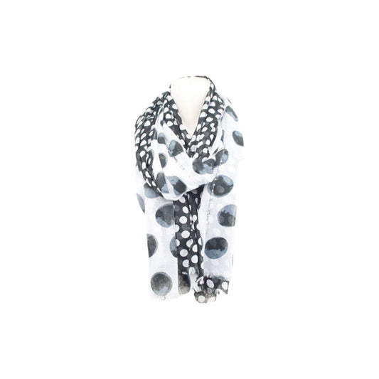 Sommer Damen Schal » Blue Navy Polka Dot Design » leichter Sommerschal 180 x 90 cm » Halstuch mit Punkten und Pailletten » Damenschal weich & dünn