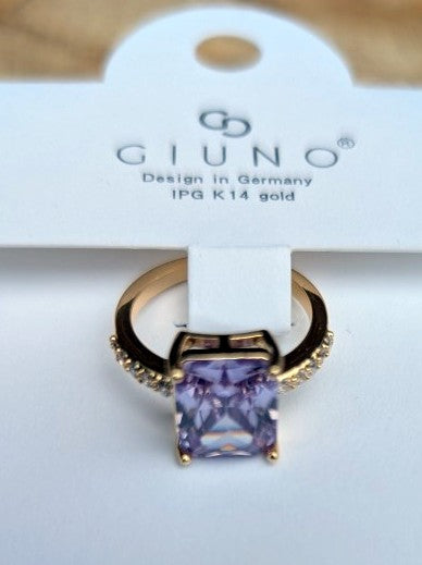 Ring Gold Zirkon Stein 14 Karat Kupfer Flieder Größe 17 RXO99-42-17