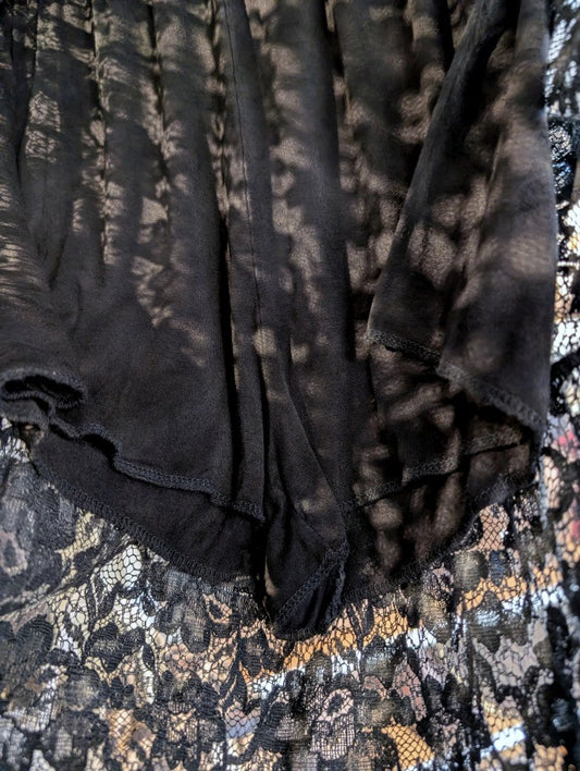 Rock Maxi Floral Spitze mit Untershorts Schwarz, 65% Baumwolle 35% Nylon - One Size 03492