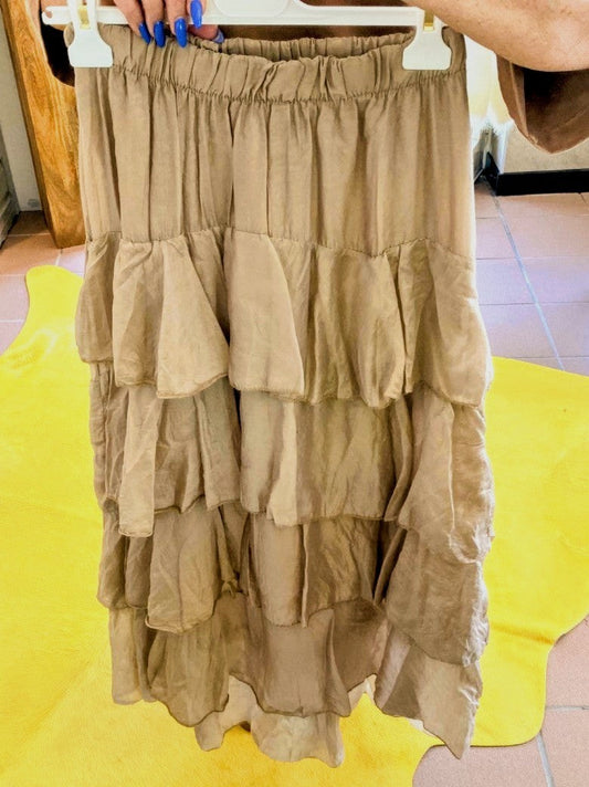 Rock Maxi Volant aus Lyocell in Taupe, One Size - von MIHO'S G02298