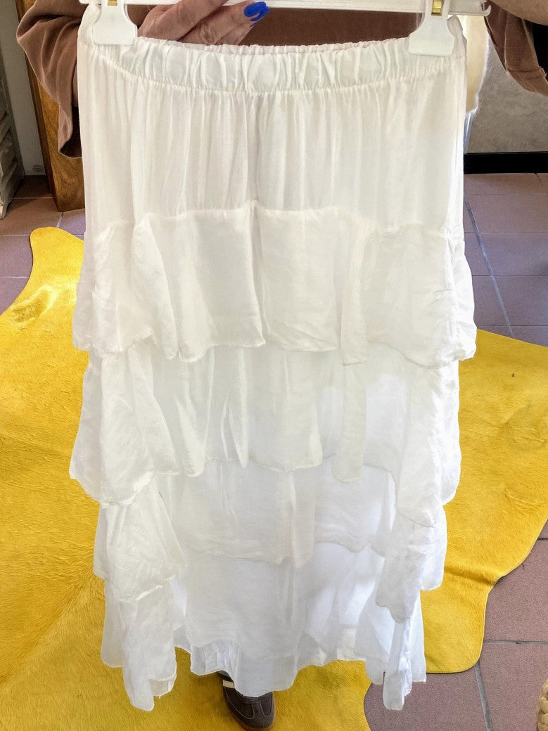 Rock Maxi Volant aus Lyocell in Weiß, One Size - von MIHO'S G02298