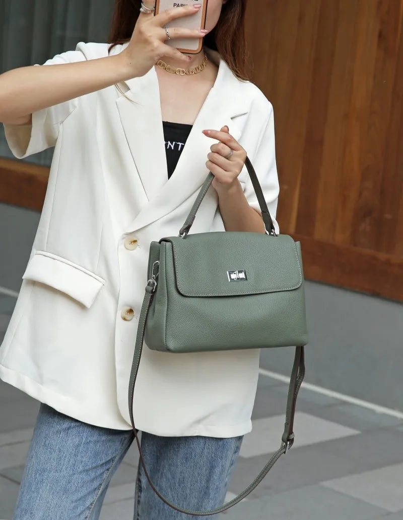 Designer ladies leather bag retro shoulder & crossbody office purse