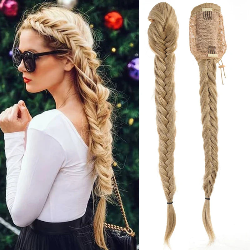 Ponytail extensions – 24 inch synthetic curly drawstring hairpiece for women