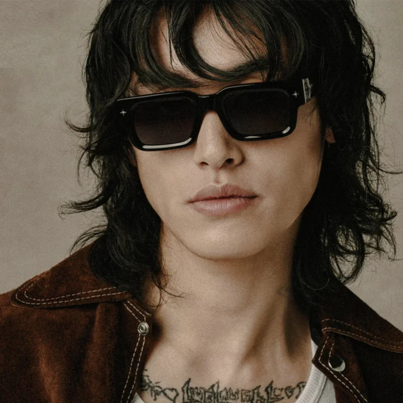 Getaway jet black thick acetatе high‑street shades luxury eyewear