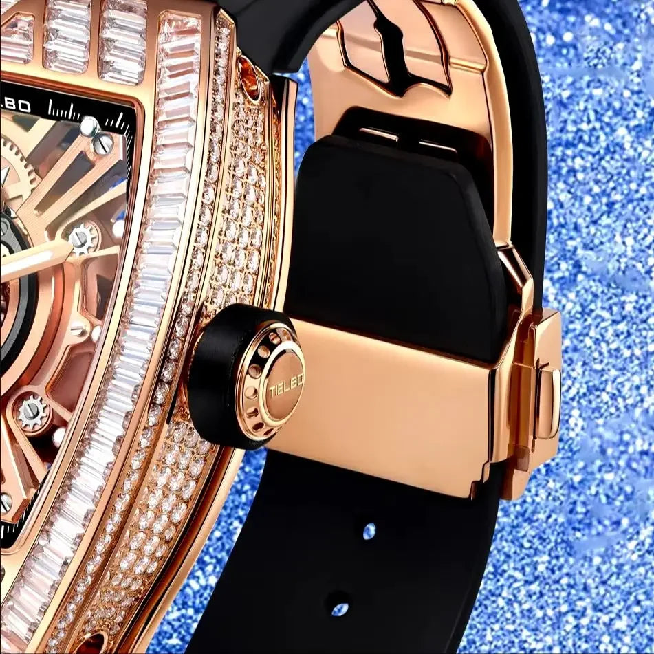 TIELBO sapphire luminous hands crystal hollow design mechanical watch