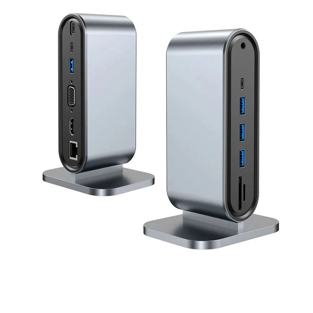 USB C docking station with hdmi 4k, power delivery charging, ethernet port, vga, sd card reader