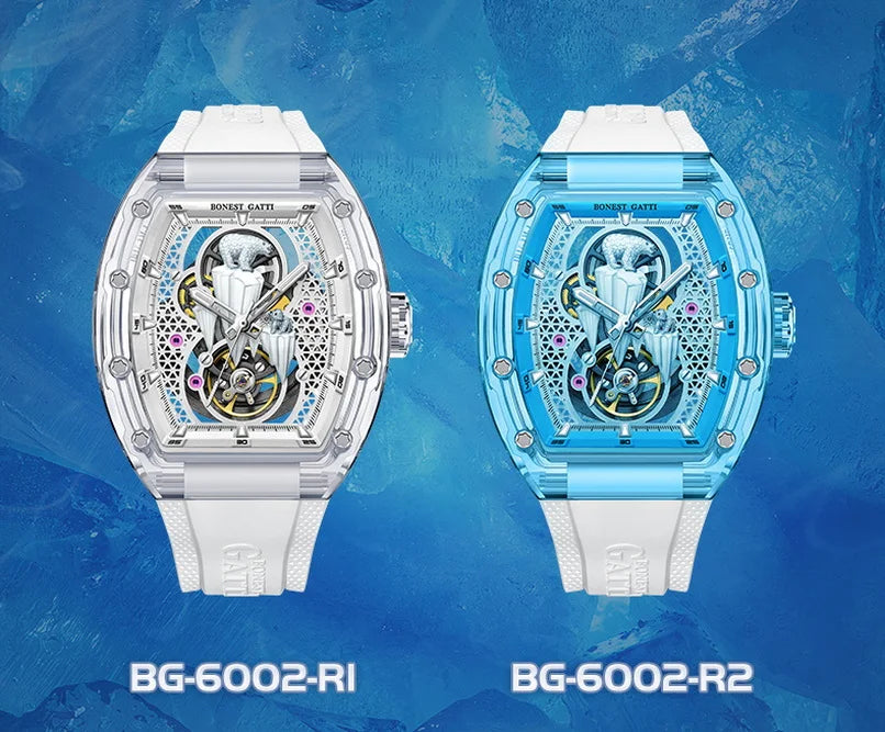 Bonest Gatti luxury automatic watch polar bear skeleton dial