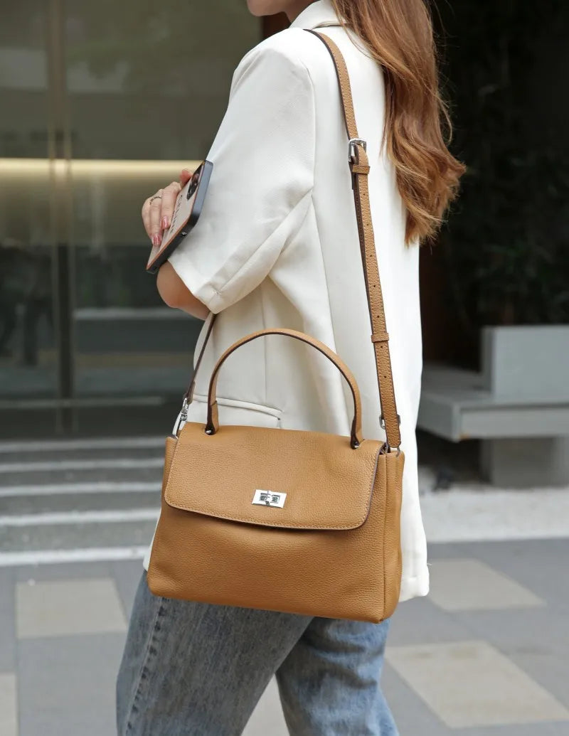 Designer ladies leather bag retro shoulder & crossbody office purse