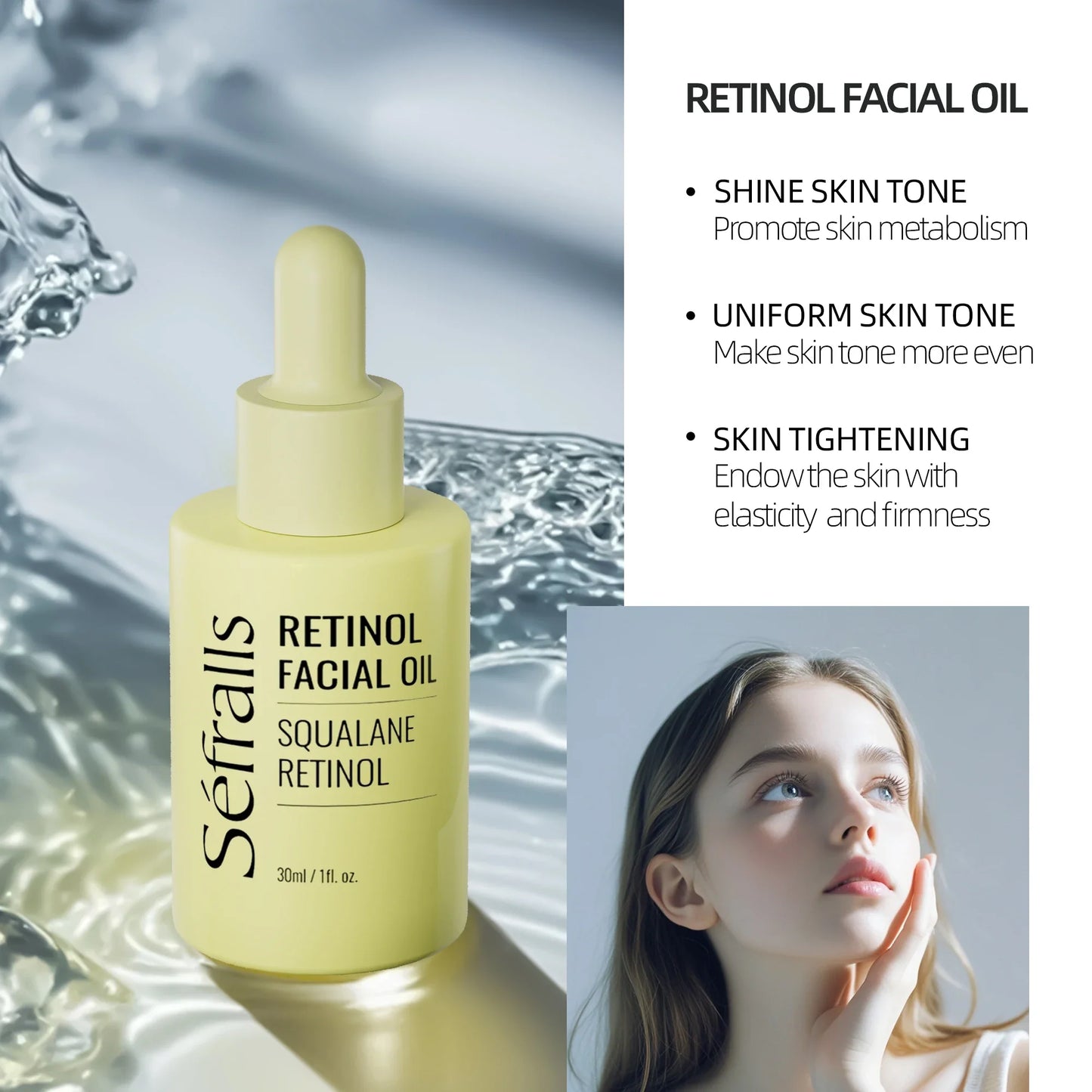 3pcs Retinol facial essence by séfralls moisturizing & oil-water balancing care