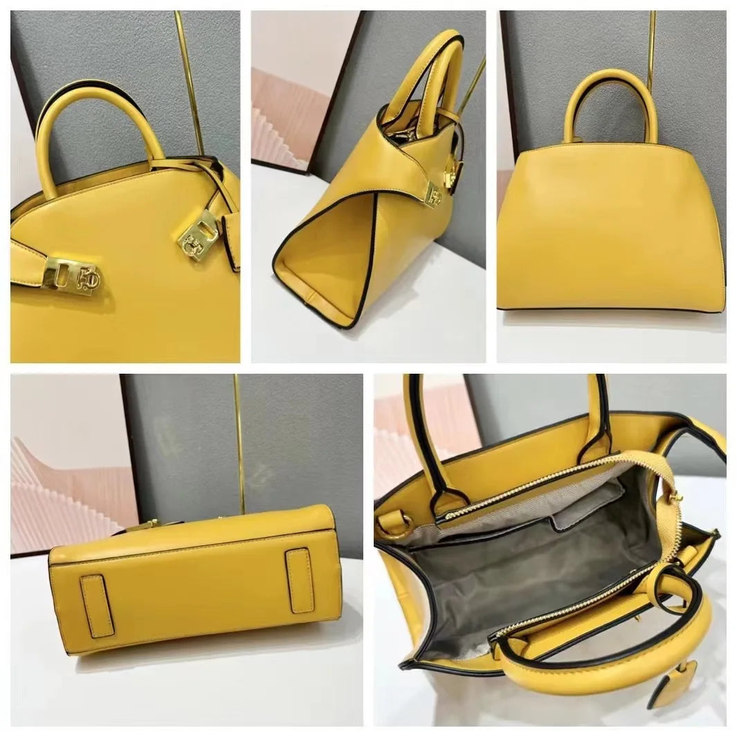 Ari modern classic shell bag – soft structured style double lock charm