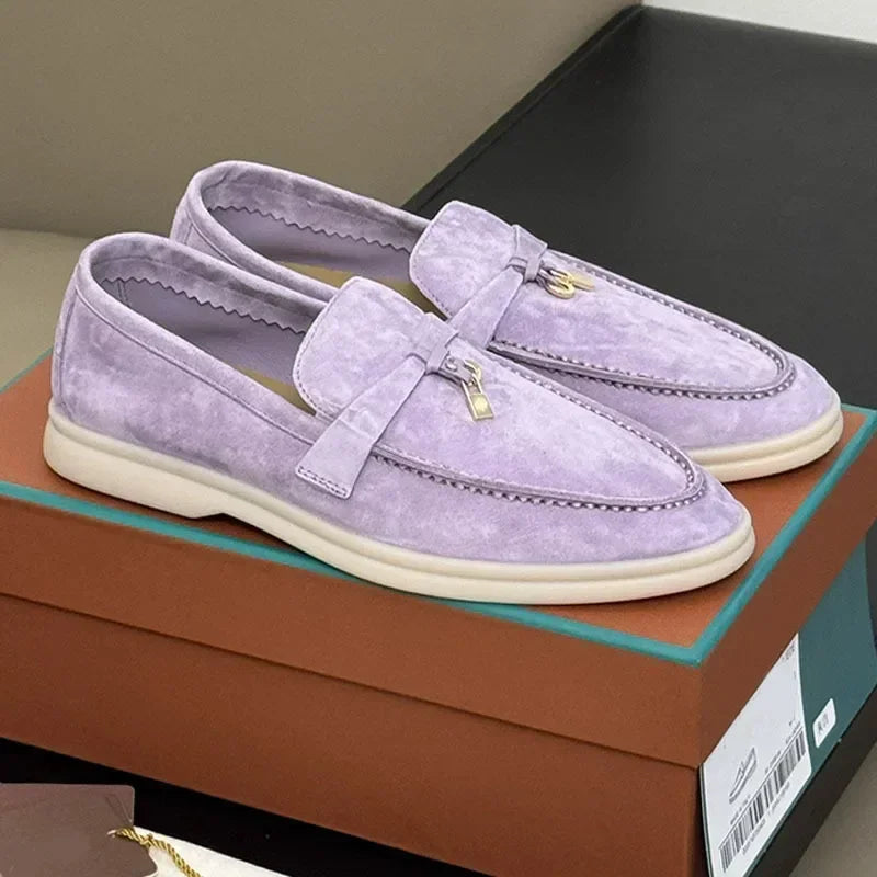 Classic british style loafers – flat fringe shoes with metal buckle