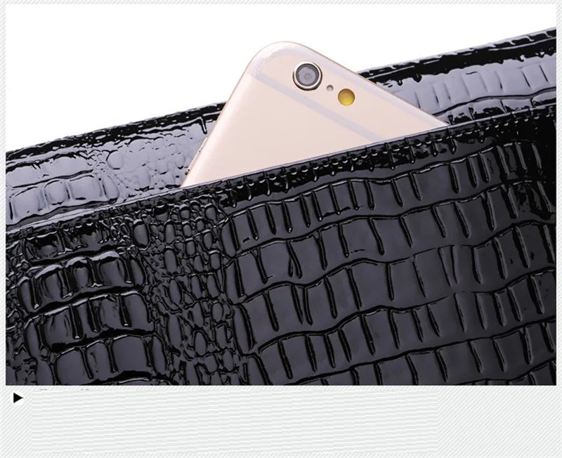 Crocodile pattern leather bag women cowhide shoulder clutch