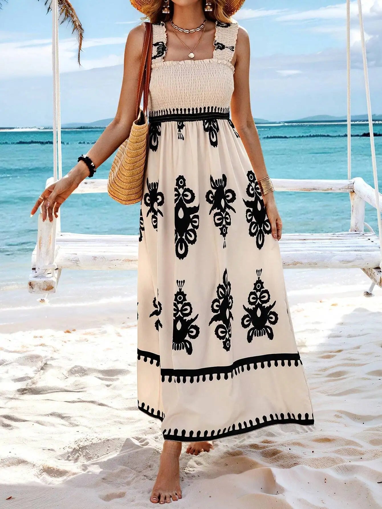 Girls floral long dress beach summer street style dress