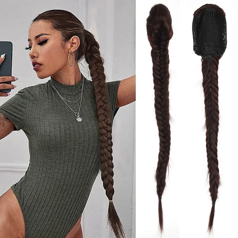 Ponytail extensions – 24 inch synthetic curly drawstring hairpiece for women