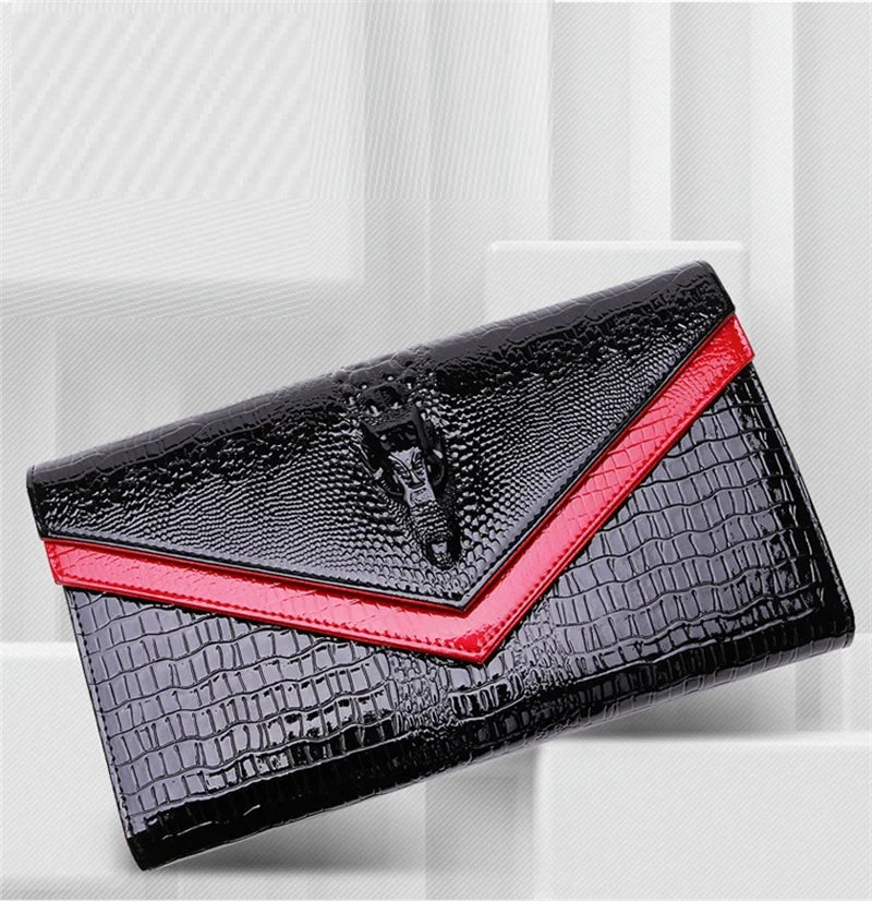 Crocodile pattern leather bag women cowhide shoulder clutch