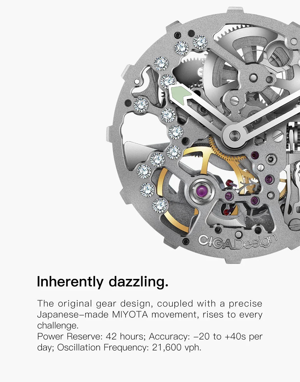 CIGA Design crystal love series elegant skeleton automatic watch for ladies