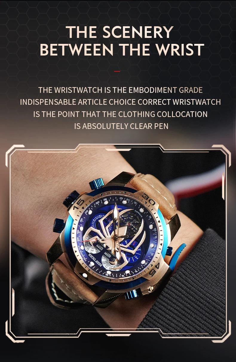 REEF TIGER design sport automatic watch spider dial