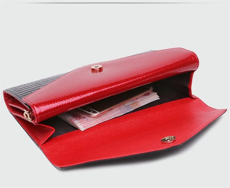 Crocodile pattern leather bag women cowhide shoulder clutch