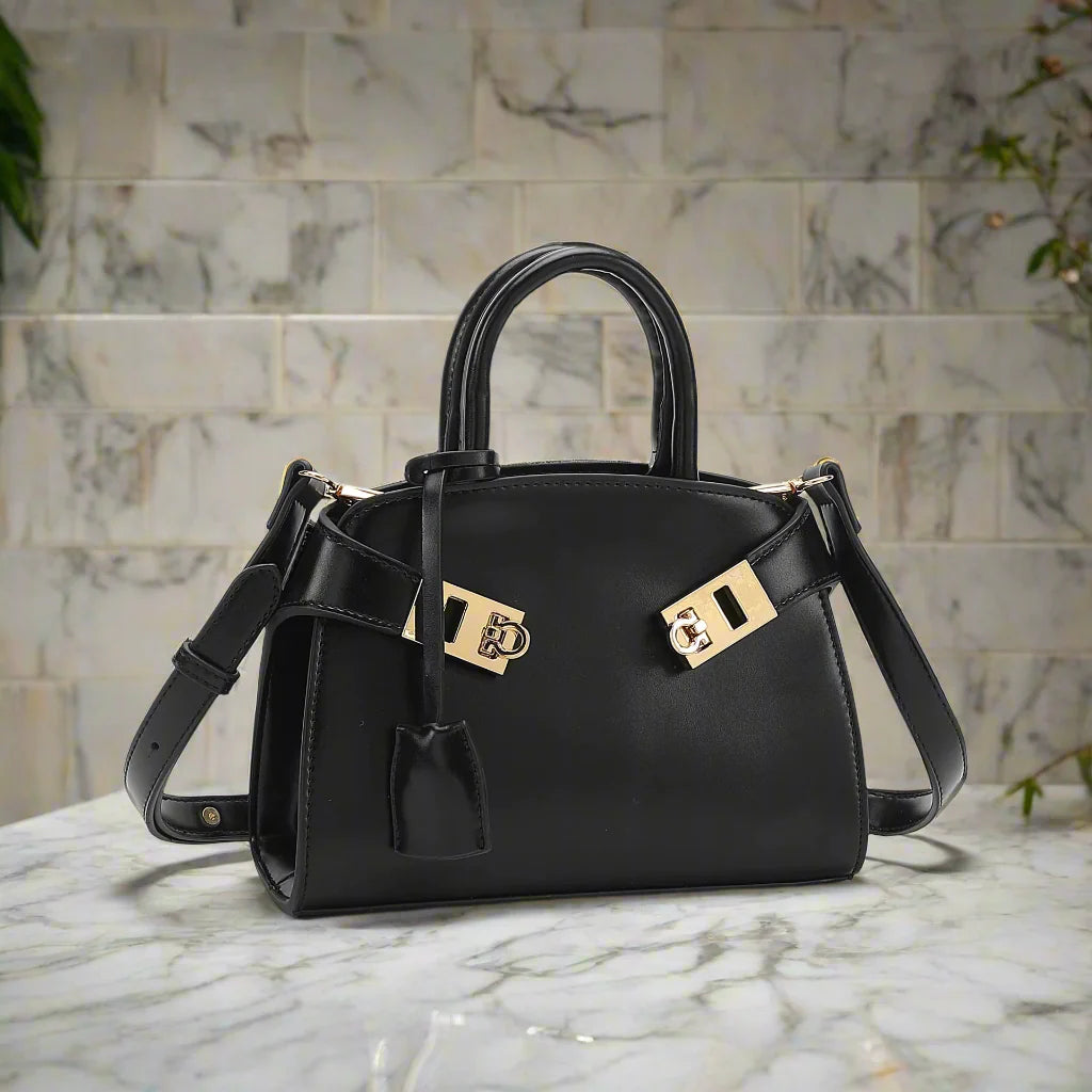 Ari modern classic shell bag – soft structured style double lock charm