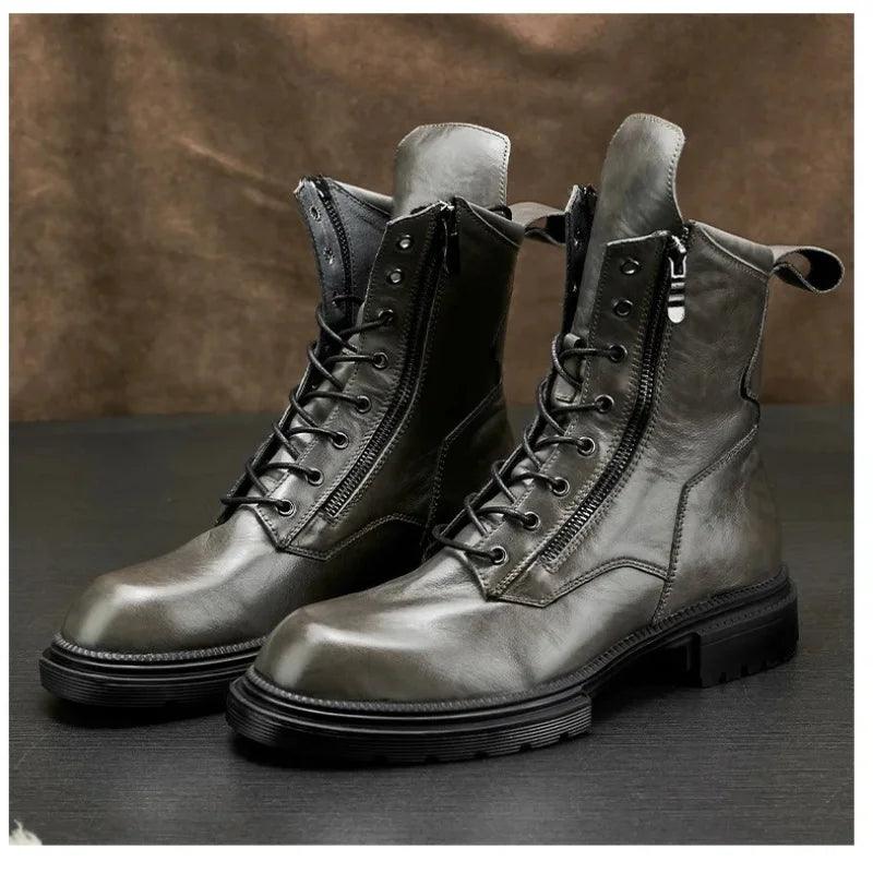 fashion luxury genuine leather designer british style handmade boots