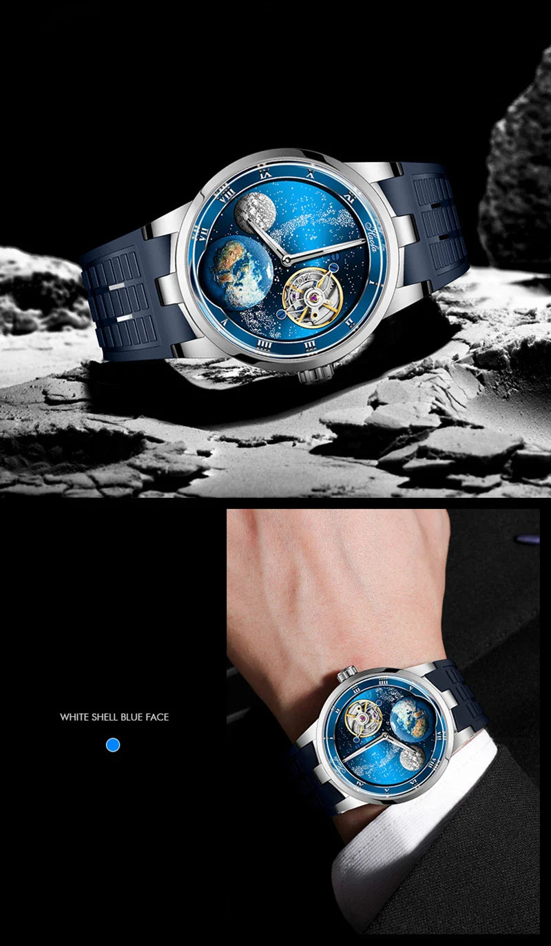 Haofa luxury men watch carrousel sapphire starry dial mechanical wristwatch