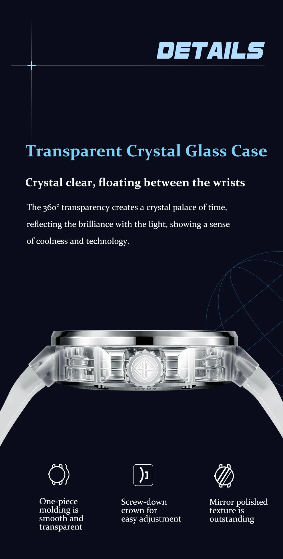 Haofa k9 watermelon crystal watch luxury skeleton tourbillon watch sapphire glass