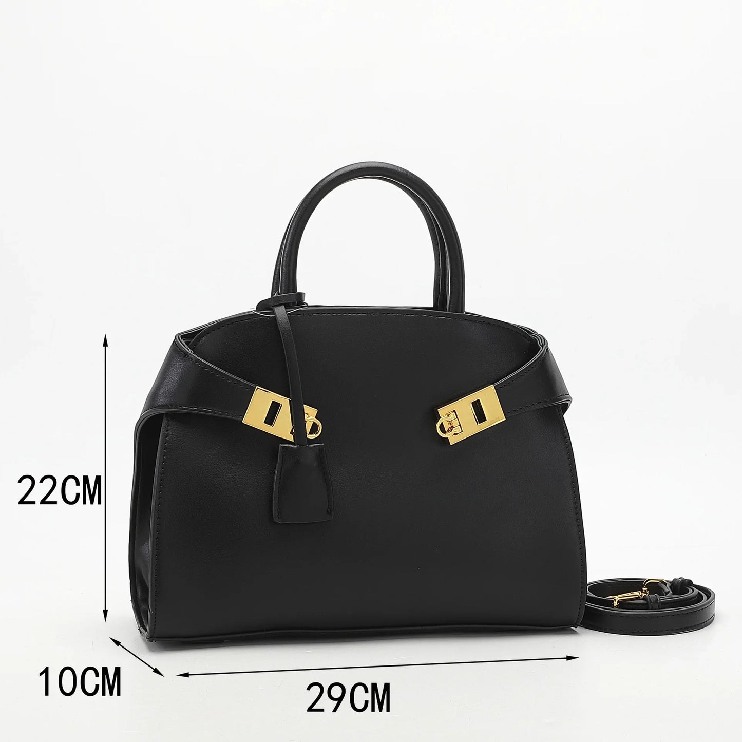 Ari modern classic shell bag – soft structured style double lock charm