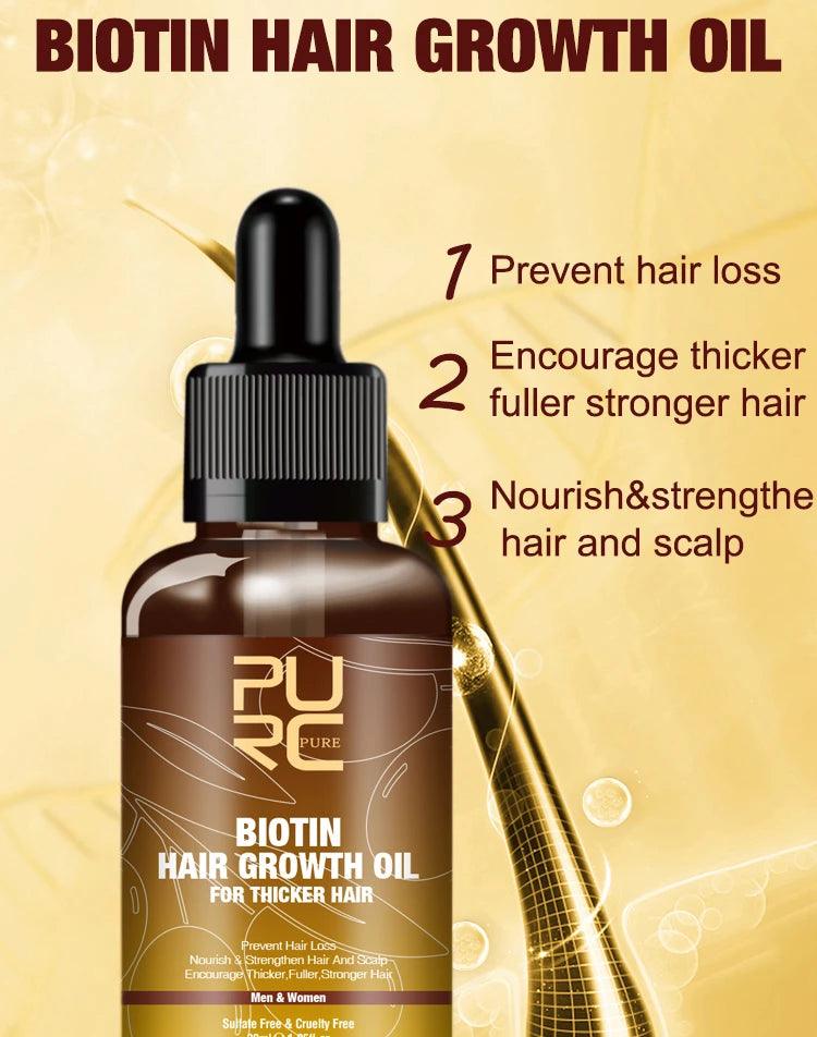 PURC,Biotin fast hair growth oil shampoo conditioner set anti hair loss