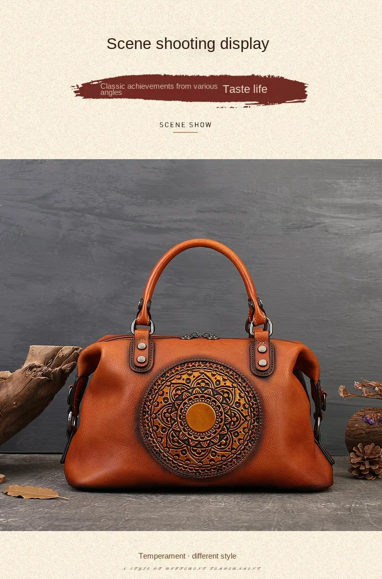 women genuine leather tote bag classic cowhide shoulder handbag with zipper