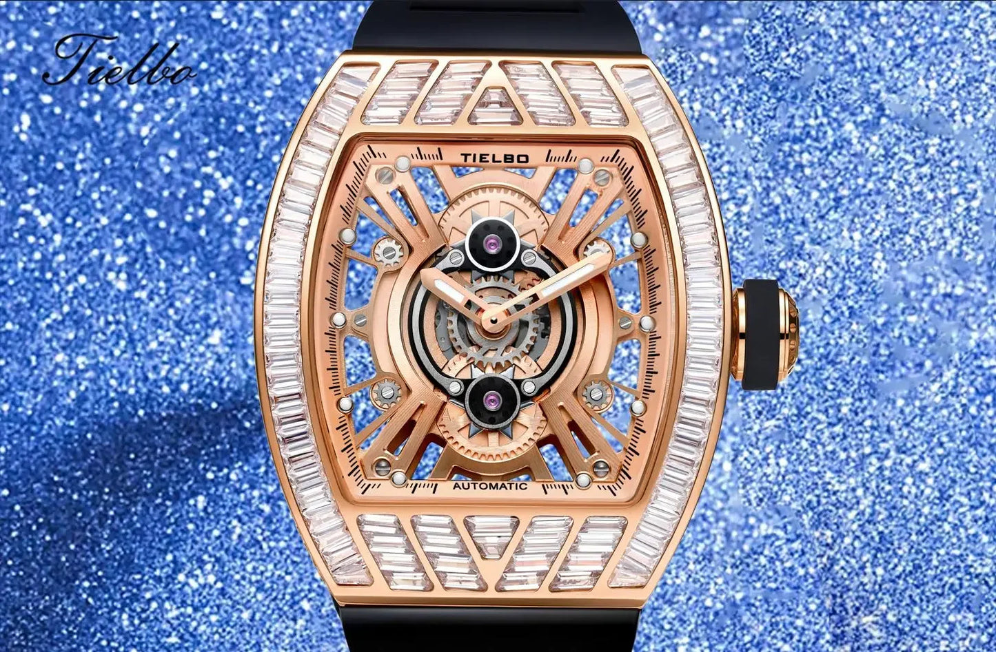 TIELBO sapphire luminous hands crystal hollow design mechanical watch