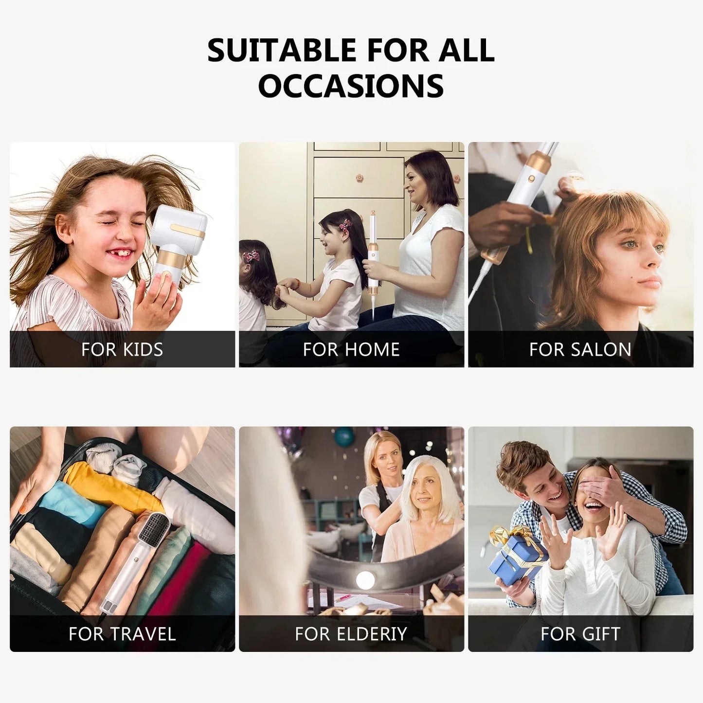 7 in 1 hair dryer brush set with negative ion, curling iron, straightener & hot comb