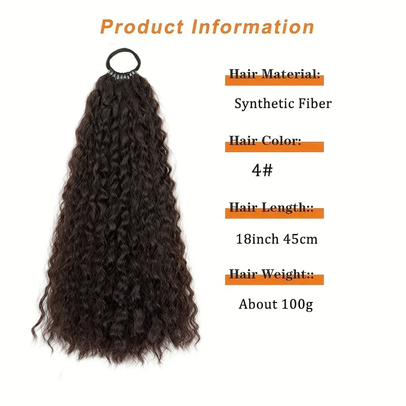 Synthetic long curly ponytail with elastic hair rope – daily & party hair extension