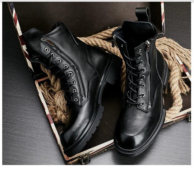 fashion luxury genuine leather designer british style handmade boots