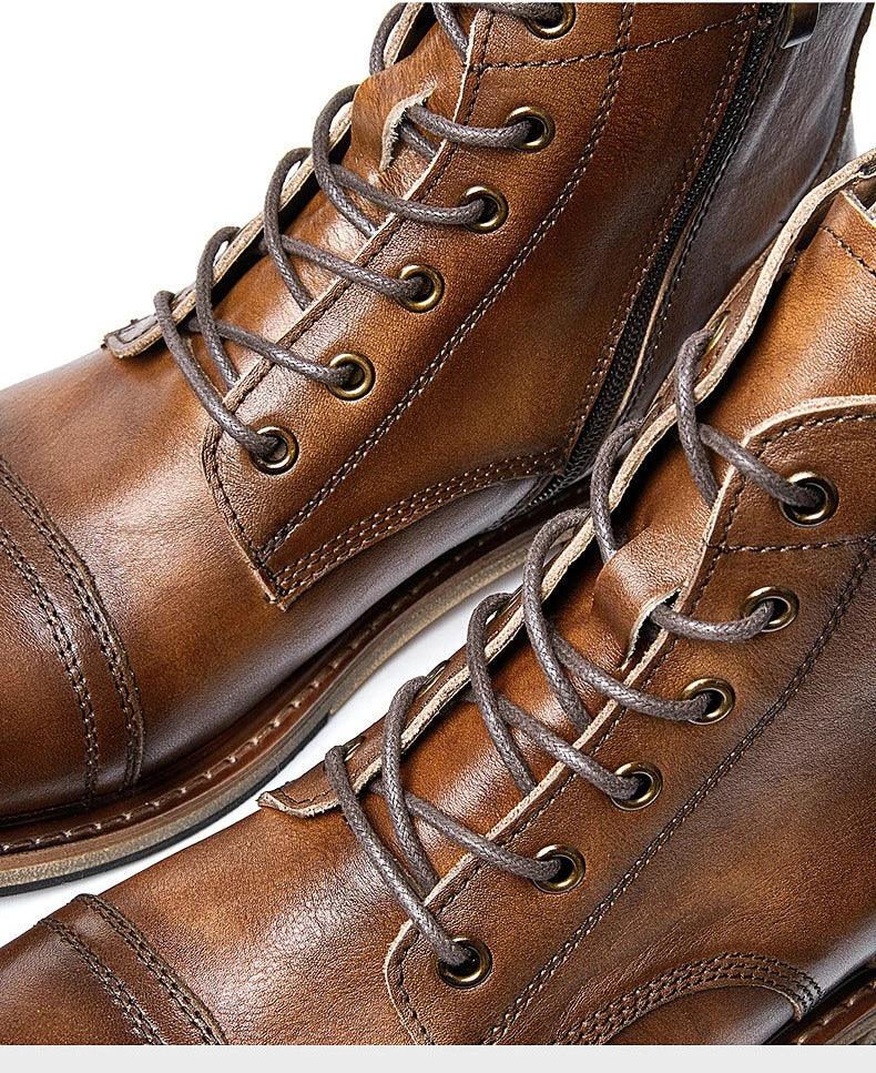 Men genuine leather handmade high quality comfortable boots