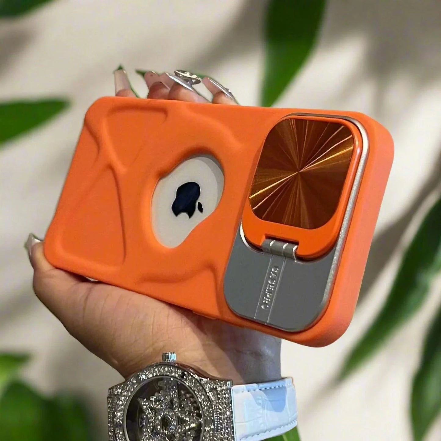 Fashion logo hole magnetic case for iphone lens protection covers