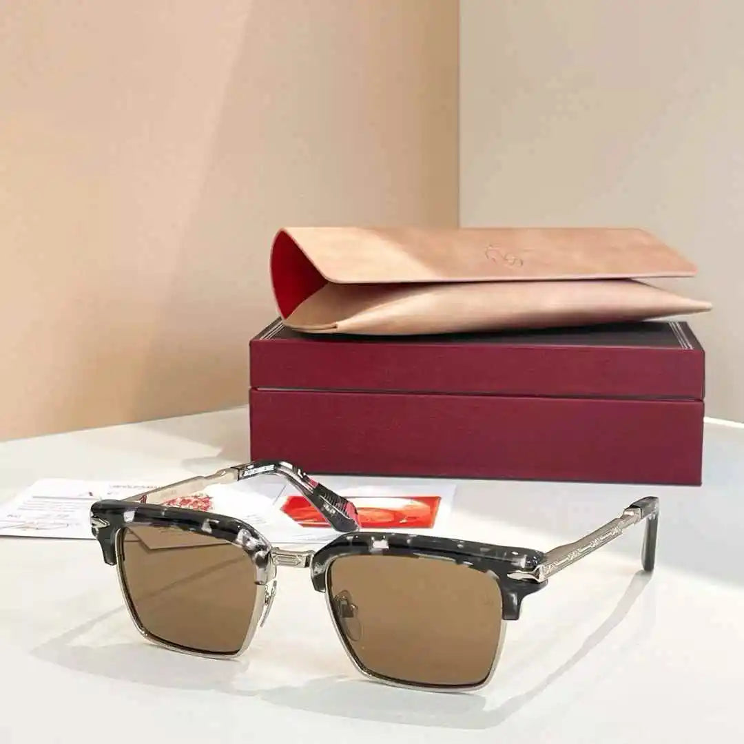 jacques marie mage ALIN vintage half rim sunglasses alloy acetate retro style