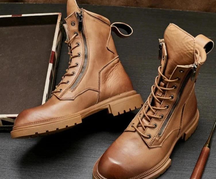 fashion luxury genuine leather designer british style handmade boots