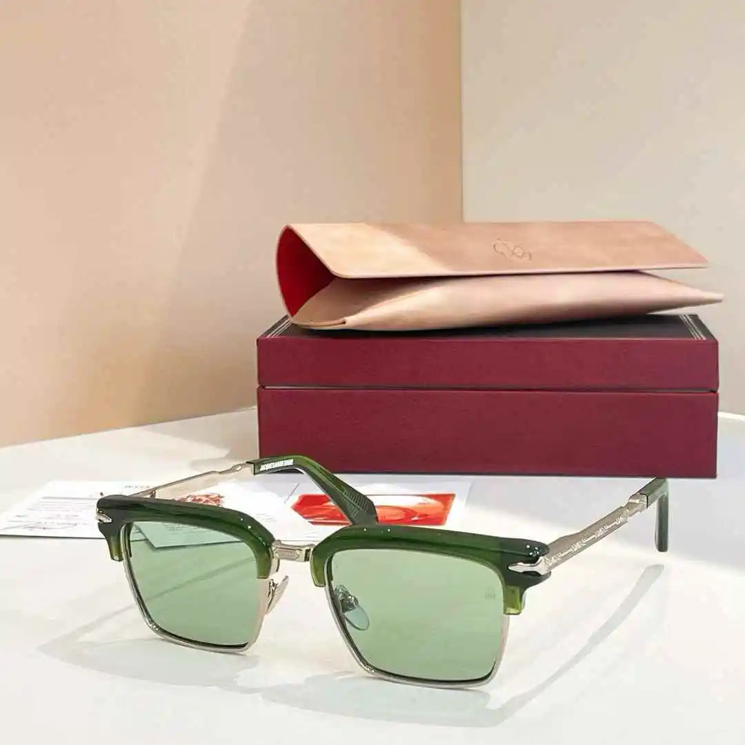 jacques marie mage ALIN vintage half rim sunglasses alloy acetate retro style