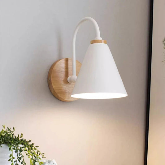 Solid Wood Wall Lamp – Modern Macaron Bedside Light