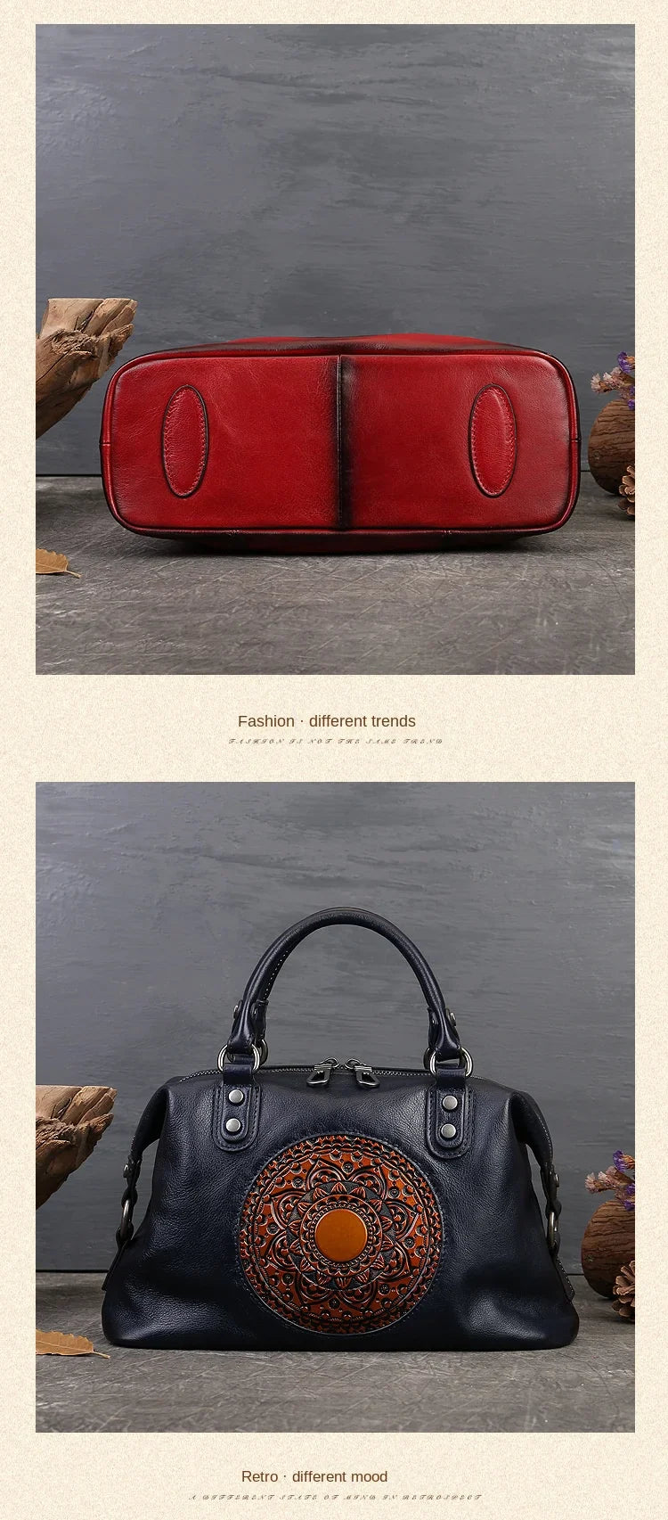 women genuine leather tote bag classic cowhide shoulder handbag with zipper