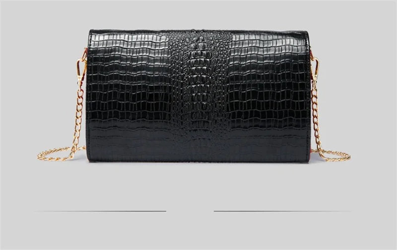 Crocodile pattern leather bag women cowhide shoulder clutch