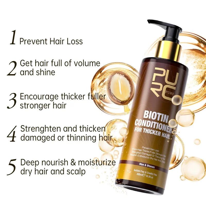 PURC,Biotin fast hair growth oil shampoo conditioner set anti hair loss